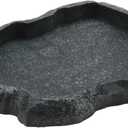 Reptile Bowl Rock Food and Water Dish Feeder Bowl Aquarium Ornament Terrarium Dish Plate for Tortoise Lizard(18 * 14 * 2cm) (Green)