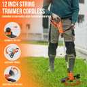 VARSK 12 Inch 20V Cordless Weed Wacker with Automatic Line Feed, 2 in 1 String Trimmer and Edger, Includes 2 X 2.0Ah Batteries/1 X Charger/6 X Replacement Spools, Weed Eater for Lawn, Garden, etc