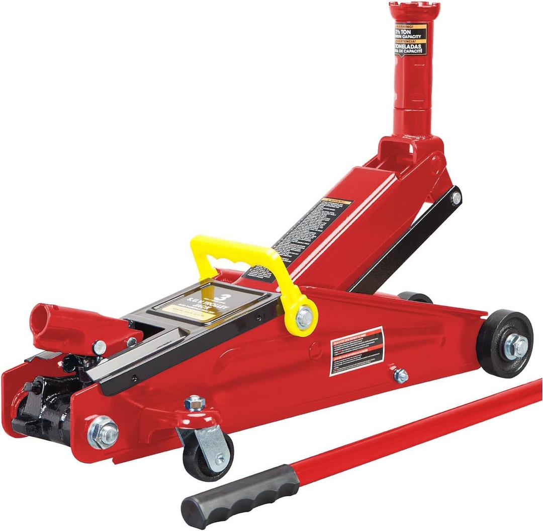 BIG RED Hydraulic Trolley Service/Floor Jack with Extra Saddle (Fits: SUVs and Extended Height Trucks): 3 Ton (6,000 lb) Capacity, Red, T83006