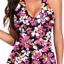 Women's Halter Tankini Tops - 2025 Flow Swim Tops V-Neck Bathing Suit Loose Fit No Bottom (Black, L)