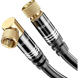 BlueRigger RG6 Digital Coaxial AV Cable (50FT, 90 Angled to Straight Male F Type Connector, Triple Shielded) - HDTV, CATV, DVB-T2/C/S, Cable Modem, Radio, Satellite Receivers