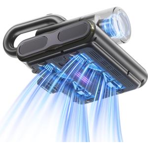 Dual Brush-Roll Mattress Vacuum Cleaner with 25KPa High Suction, UV-C Light, 140°F Heating & Triple HEPA Filter [Allergens & Pet Hair Removal] Handheld Bed Vacuum for Couch, Quilt, Mattress, Crib