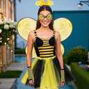 6Pcs Bee Costume Accessories Set Bee Costume Set Tutus Skirt Bee Wings Headband Glasses Striped Long Socks for Women Cosplay Party (Yellow)