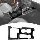 for Bronco Center Console Gear Shift Panel Trim Cover Cup Holder Frame for Ford Bronco 2021 2022 2023 Black Interior Accessories
