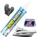 5200 Marine Sealant for Boats & RVs-Fast-Cure (30 Mins), Waterproof, UV-Resistant, High-Bond Adhesive Sealant for Hulls, Decks, Fiberglass, Wood & Metal-Eco-Friendly, Low Odor, with Gloves & Nozzle (1)