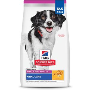 Hill's Science Diet Adult 1-6 Oral Care Small & Mini Dry Dog Food, Chicken & Barley, 12.5 lb. Bag, BBD 06/2027