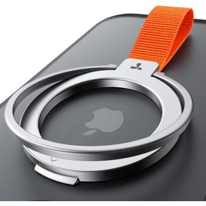 TORRAS 2025 Upgrade (Gen 6.0) Magnetic Phone Grip Holder Kickstand with Braided Strap, Fit for MagSafe Ring Removable, for iPhone 17 16,15, 14, 13 12 Pro/Max Samsung, Google (Silver), Ostand Ring