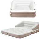 Full Size Air Mattress for Inflatable Portable Blow Up Mattress Sofa Bed with Flocked top-Double Air Couch for Tent Camping(Dark Brown)