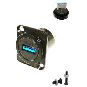 11 x USB3.0 D Type Panel Mount Adapter Male to Female Connector Straight Through Panel Socket for USB Extension Data Transfer 5Gbps Charging Black