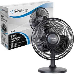 PAMI Oscillating Desk Fan - Portable Table Top Fan With 3 Speed Levels, Large Blades & Adjustable Tilt- Max Air Flow Office Desk Fan- Electric Cooling Fan For Bedroom Home Dorm Office (Black, 16'')