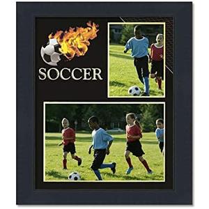 CountryArtHouse Lacross Theme Modern Black Wood Frame and Dynamic Lacrosse Graphic for Two Photos Measuring 3x5 & 7x5 Inches 10Pack