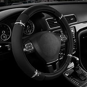 Road Comfort Leather Steering Wheel Cover Premium Anti-Slip Car Steering Wheel Grip Cover Universal Fit for 14.515.5 Cars, Trucks & SUVs 