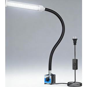 LED Magnetic Work Light, 15W high Brightness,Flexible Gooseneck lamp with Strong Magnetic Base for Lathe Milling Drill Press Industrial Lighting 110-230V Upgrade with Switch(Black with Switch)