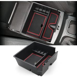 YEE PIN Frod Ranger 2022 Center Console Tray: Custom Fit Car Console Insert Tray for Ranger Accessories 2019 2020 2021 2022 Armrest Tray Red Car Center Console Organizer Tray with Coin Holder Row