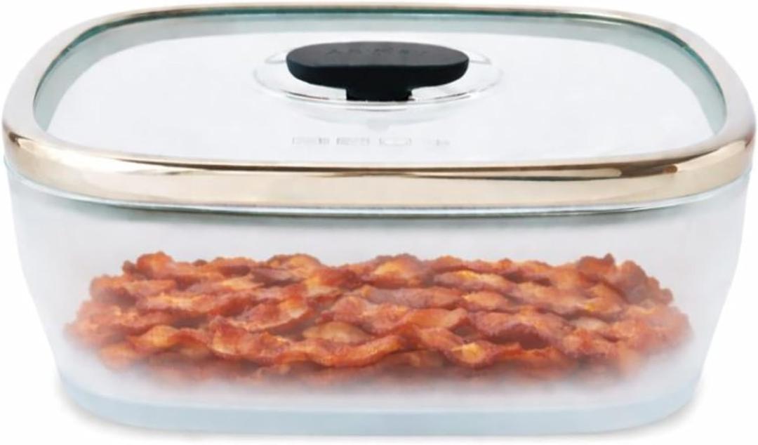 Anyday 10-Cup Square Glass Food Storage with Glass Lid | Plastic-Free Meal Prep & Microwave Cookware | Stackable Airtight Storage Container with Vented Lid for Microwave-Safe Reheating