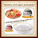 Baderke 1 Set 11.8" Chilled Serving Tray for Parties with Compartments Ice Chilled Party Platter Charcuterie Serving Board Cold Dish Dip for Fruit Seafood Vegetable Shrimp Cocktail (Gold)