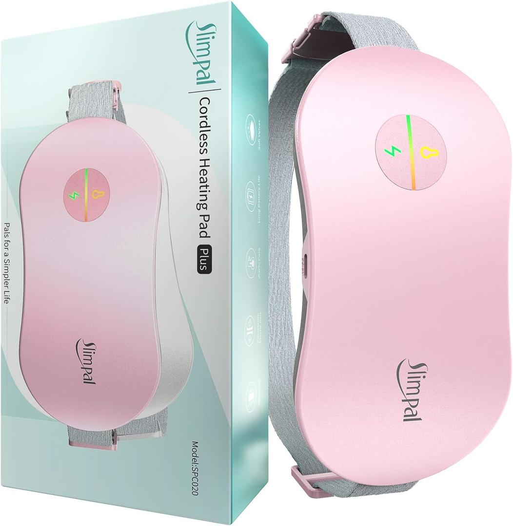 Slimpal Menstrual Heating Pad for Cramps, Portable Cordless for Period Pain Relief, Electric Wearable Heat Belt, Up to 11 Hours Constant Working, Gifts for Women Girls, Pink