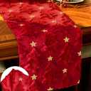 Red Christmas Tree Table Runner - 13x72 inch Flannel Backing Christmas Table Runner with Double-Layer Design, Soft Plush Faux Fur Jacquard, Festive Holiday Kitchen Dining Xmas Decoration