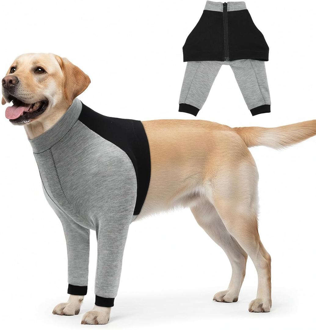 Dog Recovery Suit for Front Legs, Soft Adjustable Surgery Sleeve for Dogs, Leg & Elbow Protector to Stop Licking, Breathable Pet Wound Care Shirt, Comfortable E-Collar Cone Alternative (Medium)