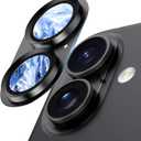 Wumigoo Camera Lens Protector for iPhone 17/16/16 Plus, Aluminum Alloy Sapphire Glass Camera Screen Cover, Case Friendly- Black Titanium
