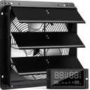 12" Wall Mounted Shutter Exhaust Fan, Attic Fan with Thermostat Humidity Controller, 10-Speed Adjustable, 940 CFM, Automatic Shutter, Vent Fan for Greenhouses, Garages, Shop, Chicken Coops (Black)