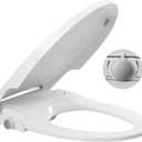 Bidet Toilet Seat Elongated Non-Electric Toilet Seat with Quiet-Close Self Cleaning Dual Nozzles Adjustable Water Pressure Bidet Attachment for Toilet White