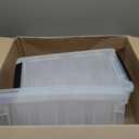 IRIS USA 6 Quart Stackable Plastic Storage Bins with Lids, 3 Pack - BPA-Free, Made in USA - See-Through Organizing Solution, Latches, Durable Nestable Containers, Secure Pull Handle - Clear/Black