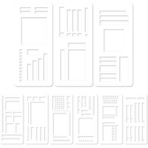 Handmade Flexible Record Template, 9 Pack Upgraded Journaling Planner Stencil Set for Dot Grid, Drawing, Checklists, Daily Planning, DIY Crafts, Reusable Templates Compatible with Coils Rings, White