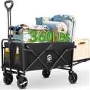 AYP Collapsible Wagon Cart Foldable with Wheels, Beach Wagon with Extended Tailgate & Brake, Heavy Duty Rolling Carts for Garden, Grocery Shopping, Camping, Outdoor Sports, Yard Work, Fishing