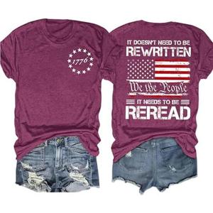 American Flag Shirts Women: 4th of July Shirt Independence Day Patriotic Tees Red White and Blue USA Short Sleeve Tops, M