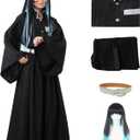 Muichirou Cosplay Costume Halloween Kimono Uniform Full Set Adult Dress up Outfits Costume with Wig (Kids 150)