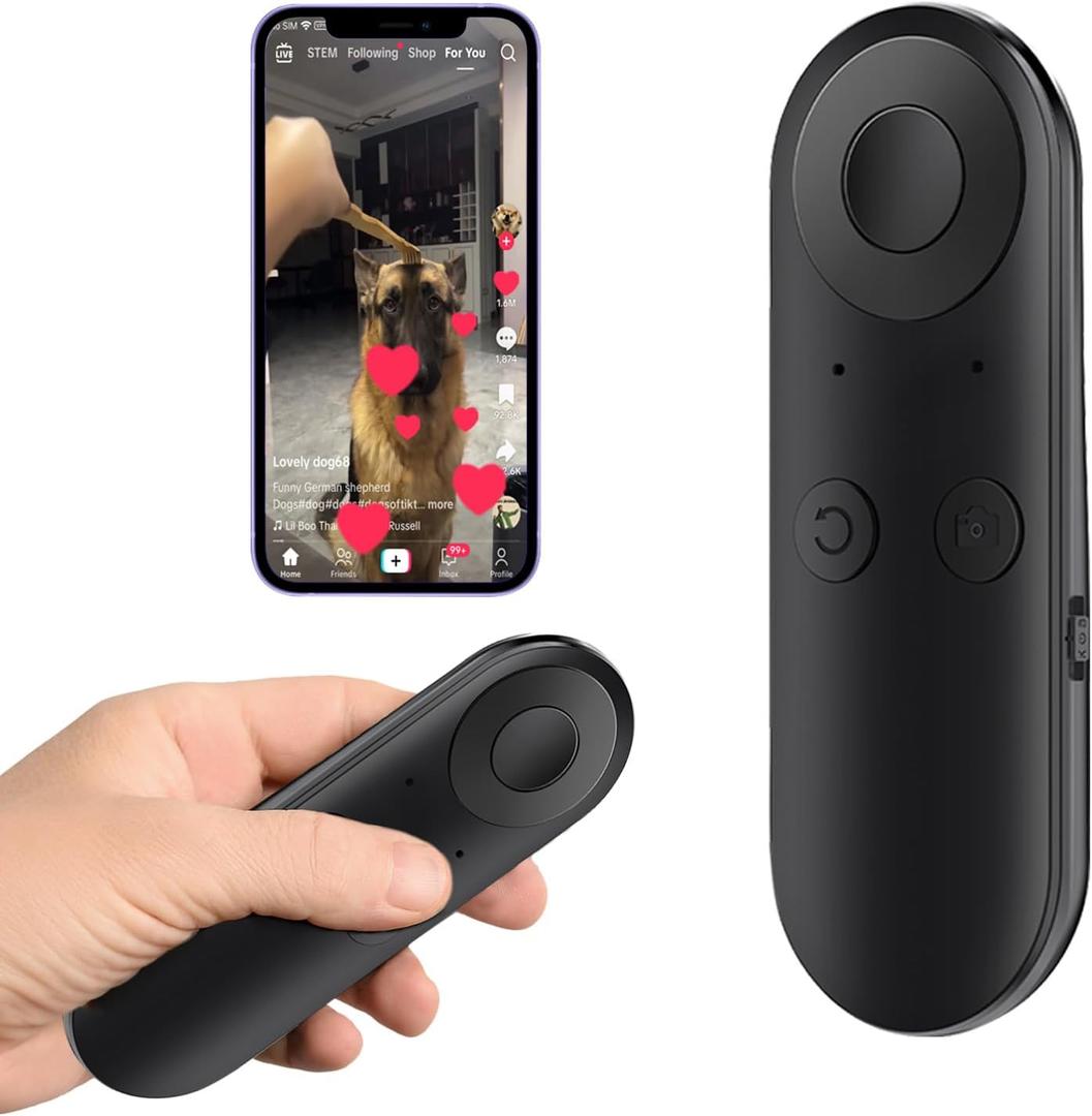 TikTok Scrolling Ring-Remote Control for TikTok with Air Mouse Control, Page Turner for iPad iPhone, Bluetooth Camera Video Recording Remote, for iPhone, iPad, iOS, Android Users, Black