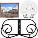 LIONWEI LIONWELI Wall Mount Plate Display Stands - Vertical Metal Holders for Decorative Plates, Picture Frames and Artwork - Black (2 Pieces) (Large)