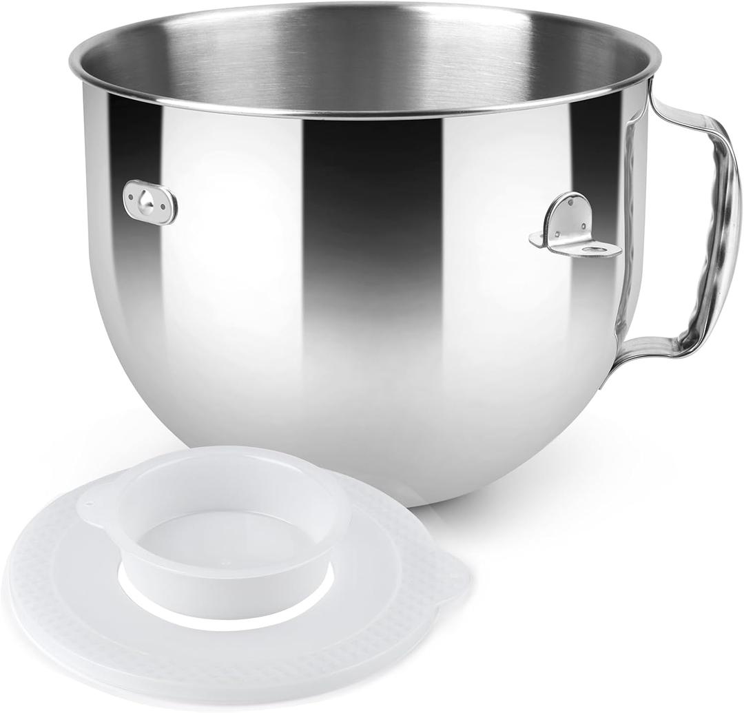7 QT Stainless Steel Mixer Bowl for Kitchenaid Stand Mixers, 7 Quart Bowl-Lift Stand Mixerwith Lid
