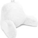 Sherry Kline Adult Fur Backrest Pillow, Back Rest Pillow with Arms, Back Support Pillow, Easily Removable & Machine Washable (Ivory) (33 x 18)