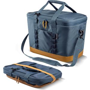 CleverMade Pacifica Collapsible Cooler Bag Large Portable Cooler Bag for Travel, Foldable Insulated Cooler for Beach, Picnic & Tailgating, Holds Up to 50 Cans, Leakproof Soft Carry Cooler - Ocean