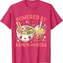 Powered By Ramen And Boba Ramen Boba Bubble Tea T-Shirt (M, Pink) 
Peace, Love Boba Tea Kawaii Boba Tea Lover Food Lover T-Shirt
