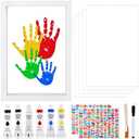 NOWHYX Family Handprint Kit, DIY Craft Keepsake Frame Baby Hand and Footprint Kit with 6 Paints, Unique Family Gifts for New Parents, Grandparents, Anniversary(COLOR:White)