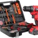 PULITUO Tool Kit with Power Drill, 20V cordless Electric Drill Set with 2 Pack Lithium Battery and Charger, Torque 30N.m, 21+1 Torque Setting, 2 Speed Setting