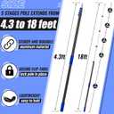 4.3-18ft Telescopic Extension Pole with Utility Hook, Multi-Purpose Aluminum Pole for Painting, Dusting and New Year Window Cleaning Christmas Lights Installation Without a Ladder(Blue)
