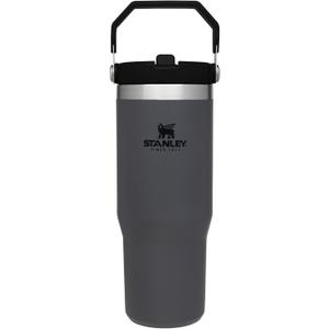 STANLEY IceFlow Stainless Steel Tumbler - Vacuum Insulated Water Bottle for Home, Office or Car Reusable Cup with Straw Leak Resistant Flip Cold for 12 Hours or Iced for 2 Days, Charcoal, 30OZ