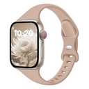 CREFORT Slim Band Compatible with Apple Watch Bands 38mm/40mm/41mm/42mm（Series 11 10）for Women Men,Soft Thin Narrow Silicone Sport Strap Wristbands for iWatch Series 11 10 9 8 7 6 5 4 3 2 1 SE Ultra MilkTea