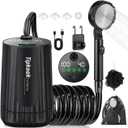 Portable Shower for Camping Essentials: 10000mAh Battery Powered Shower Rechargeable, IPX8 Waterproof Outdoor Shower, 5-Speed Camp Shower Pump with LED Display, Camping Gifts for Men,Pet Bath,Hiking (Black)