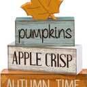 4 Pcs Thanksgiving Decoration for Home Wooden Maple Leaf Fall Tiered Tray Decor Thanksgiving Centerpiece Rustic Decorative Maple Leaf Block Signs Gift Farmhouse Autumn Decoration for Home