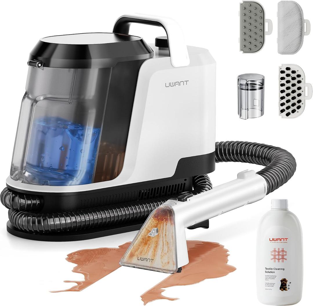 uwant Portable Carpet and Upholstery for Deep Cleaner, 18Kpa Carpet Cleaner Machine for Cars, Pets with Cleaning Tool and Self Cleaning Set of 1 for Spot, Rug, Couch
