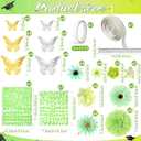 Wavwavw 53 Pcs DIY Graduation Cap Decorations Kit, 2026 Grad Cap Topper Include Faux Flowers 3D Butterfly Self Adhesive Pearl Stickers Glitter Alphabet Letter Decals for Party Decor(Light Green)
