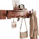 Mid Century Modern Walnut Foldable Entryway Wall Coat Hanger Hook with Shelf,Heavy Duty Wooden Piano Hidden Towel Hooks for Bathroom,Wall Rack for Purse&Key&Mail,Home Decor (Walnut, 7 Hooks)