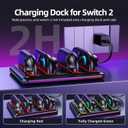 Switch 2 Controller Charger-Dock for Switch 2 JoyCon, with LED Indicator Portable Dual-Direction Magnetic Fast Charger Station,Accessories with USB Type-C Cord [with Wrist Straps]