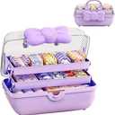 GKWW Girls Hair Accessories Storage Box Bow Switch Organizer Box Jewelry Box, Plastic Hair Ties Holder Hair Clips Container Headbands Organizer Gift for Baby Girls Multipurpose Organizer and Portable