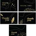 Rileys Thank You Cards with Matching Envelopes | 50-Count, Gold Foil - Blank Note Cards, Perfect for Wedding, Business, Gift Cards, Graduation, Baby Shower, Funeral (Black)